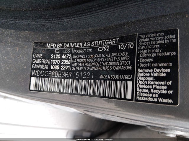 Продаж на аукціоні авто 2011 Mercedes-benz C 300 Sport 4matic, vin: WDDGF8BB3BR151221, номер лоту: 44714548