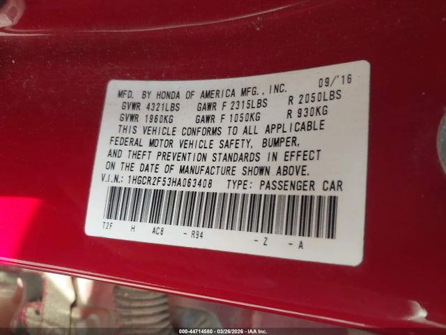 1HGCR2F53HA063408 Honda Accord Sport
