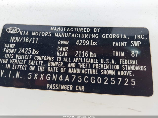 2012 KIA OPTIMA 5XXGN4A75CG025725 Photo 8