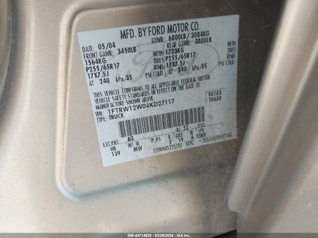 2004 FORD F-150 1FTRW12W04KD27117 Photo 8