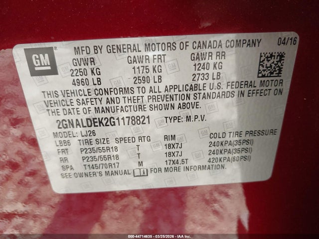 2GNALDEK2G1178821 Chevrolet Equinox Ltz