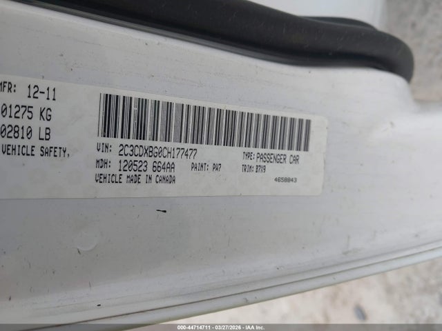 Aukcja sprzedaży 2012 Dodge Charger Se, vin: 2C3CDXBG0CH177477, numer aukcji: 44714711