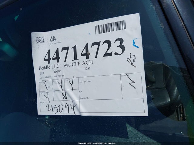 Продаж на аукціоні авто 2008 Bmw 328i, vin: WBAVC53558FZ85788, номер лоту: 44714723