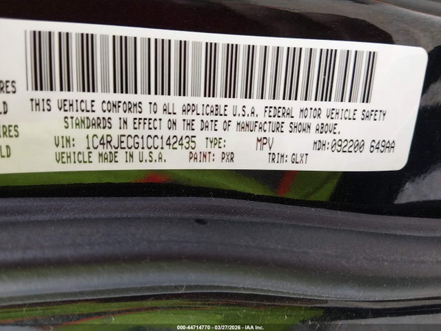 Продаж на аукціоні авто 2012 Jeep Grand Cherokee Overland, vin: 1C4RJECG1CC142435, номер лоту: 44714770