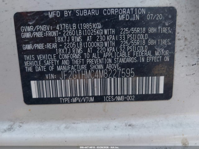 2021 SUBARU CROSSTREK JF2GTHMC4M8227595 Photo 8