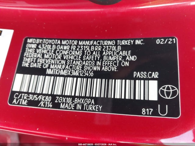 2021 TOYOTA C-HR NMTKHMBX3MR123456 Photo 8