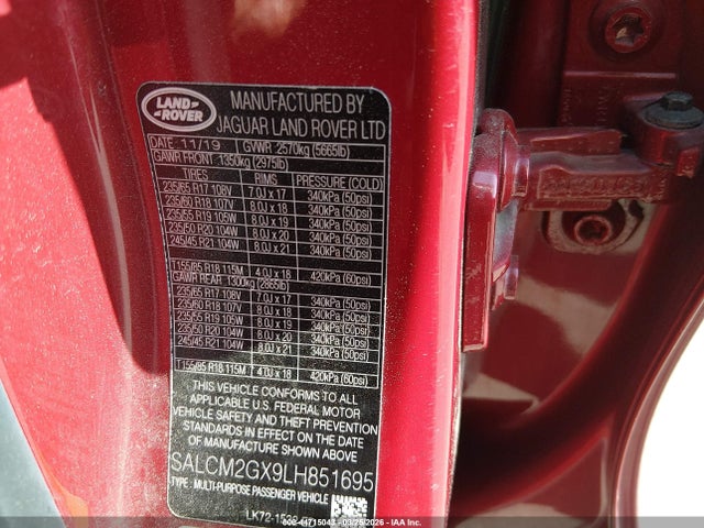 2020 LAND ROVER DISCOVERY SPORT SALCM2GX9LH851695 Photo 8