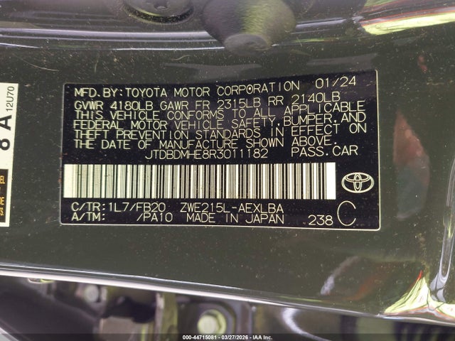 2024 TOYOTA COROLLA JTDBDMHE8R3011182 Photo 8