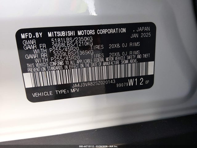 2025 MITSUBISHI OUTLANDER JA4J3VA82SZ020143 Photo 8