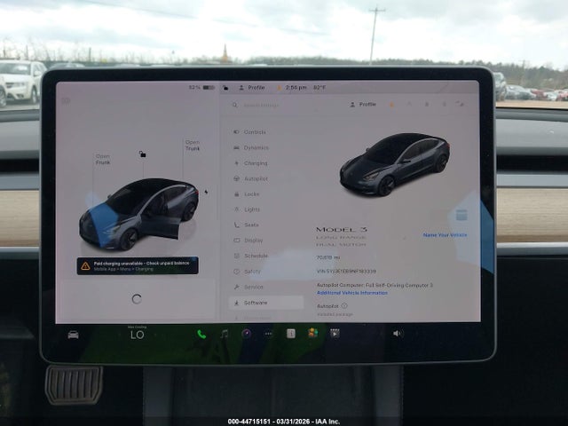 44715151 :رقم المزاد ، 5YJ3E1EB9NF183339 vin ، 2022 Tesla Model 3 Long Range Dual Motor All-wheel Drive مزاد بيع