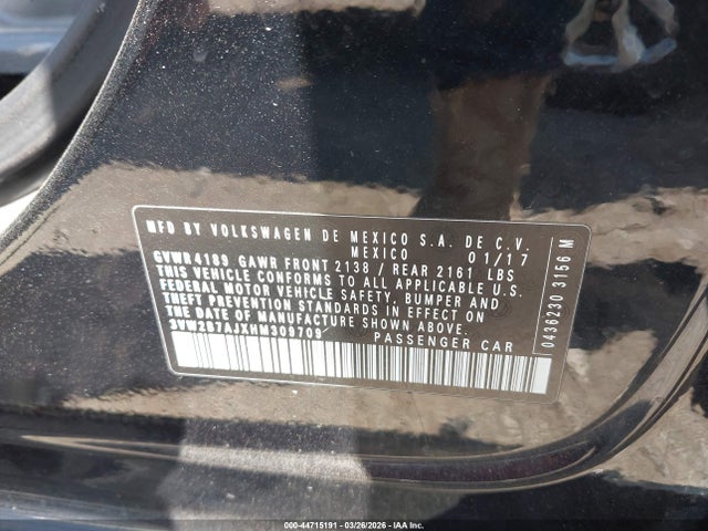 Продажа на аукционе авто 2017 Volkswagen Jetta 1.4t S, vin: 3VW2B7AJXHM309709, номер лота: 44715191