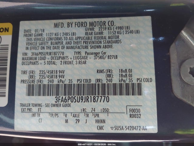 2018 FORD FUSION ENERGI 3FA6P0SU9JR187770 Photo 8