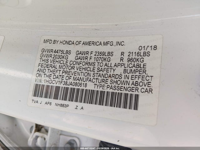 1HGCV1F38JA080618 Honda Accord Sport
