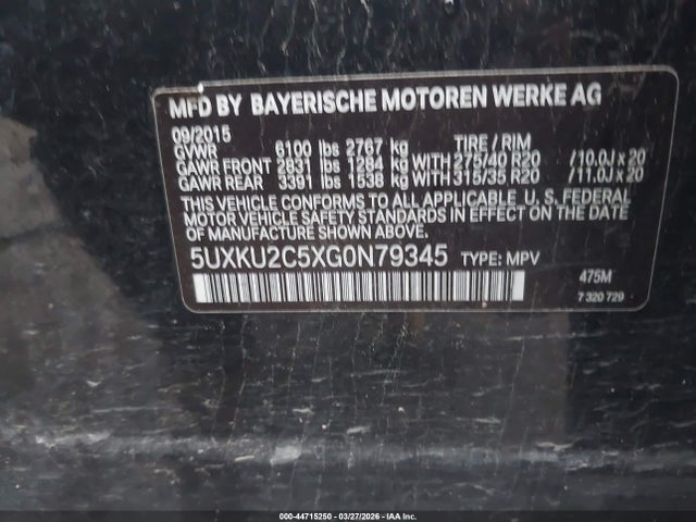 5UXKU2C5XG0N79345 BMW X6 Xdrive35i