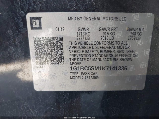 1G1BC5SM1K7141336 Chevrolet CRUZE LS