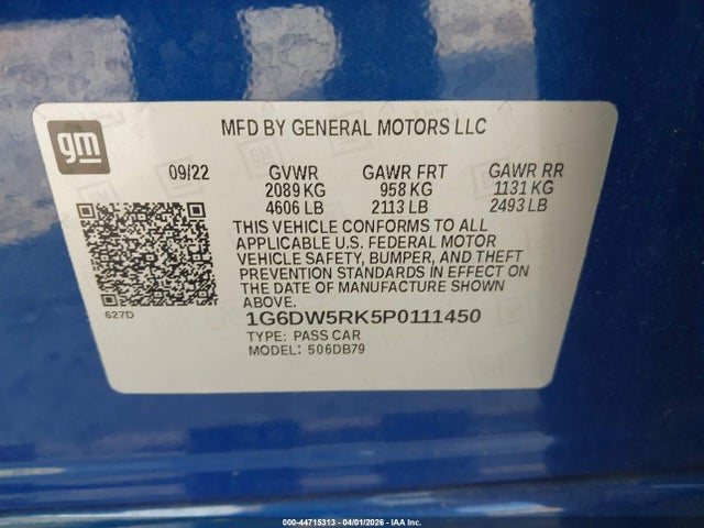 Продаж на аукціоні авто 2023 Cadillac Ct5 Luxury, vin: 1G6DW5RK5P0111450, номер лоту: 44715313