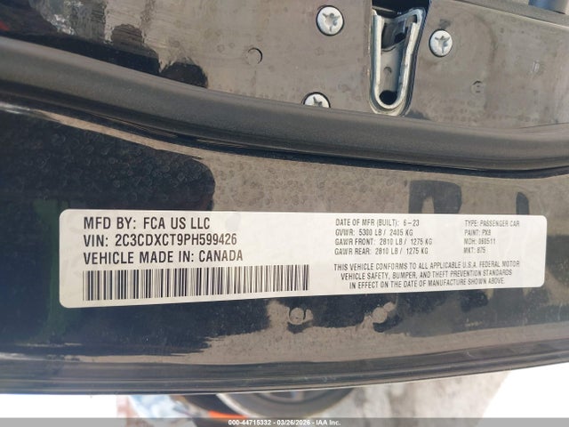 Продаж на аукціоні авто 2023 Dodge Charger R/t, vin: 2C3CDXCT9PH599426, номер лоту: 44715332