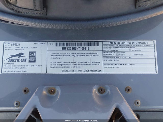 Продажа на аукционе авто 2022 Arctic Cat Riot X 8000 Es, vin: 4UF1S2JH7NT100318, номер лота: 44715340