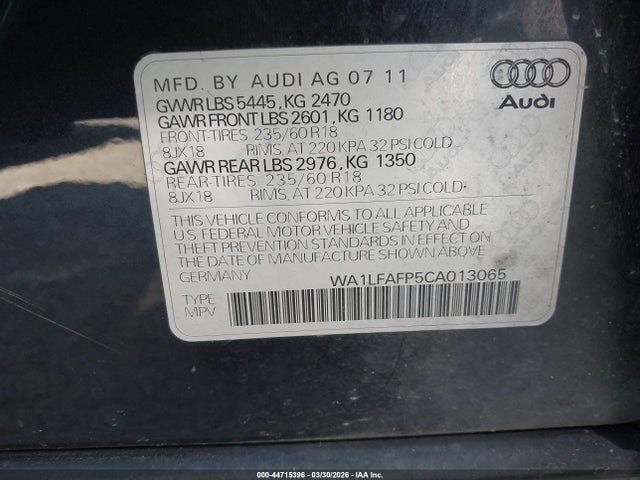 2012 AUDI Q5 WA1LFAFP5CA013065 Photo 8