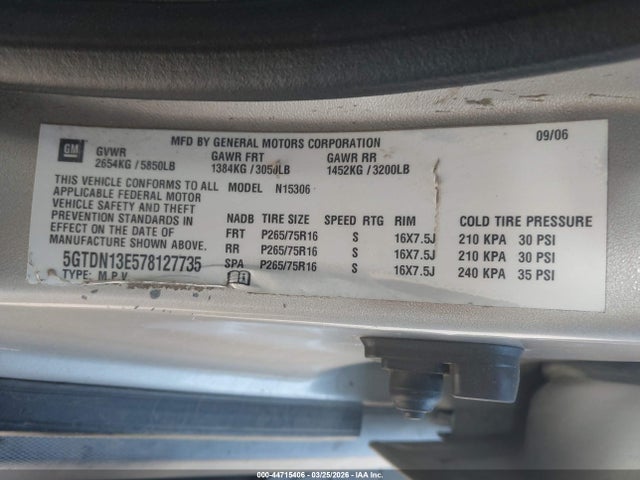 2007 HUMMER H3 SUV 5GTDN13E578127735 Photo 8