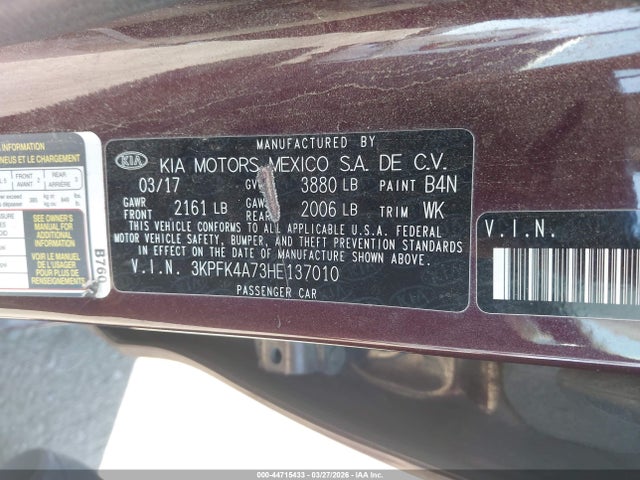 Продаж на аукціоні авто 2017 Kia Forte Lx, vin: 3KPFK4A73HE137010, номер лоту: 44715433