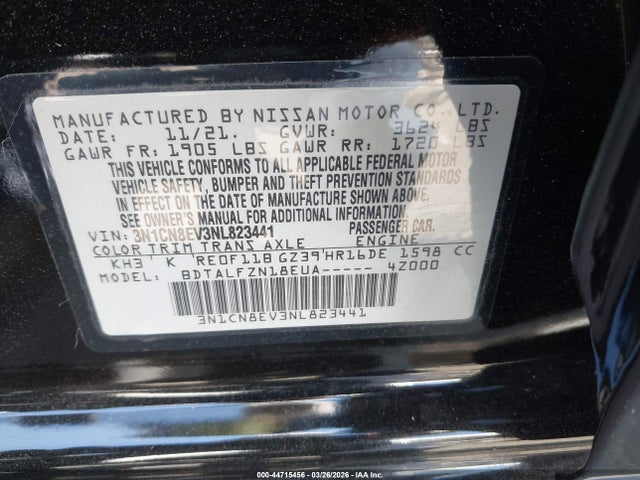 2022 NISSAN VERSA 3N1CN8EV3NL823441 Photo 8