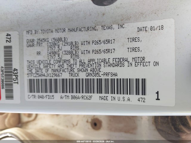 5TFCZ5AN4JX129667 Toyota Tacoma Trd Sport