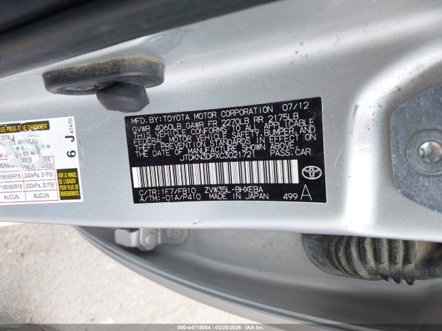 2012 TOYOTA PRIUS PLUG-IN JTDKN3DPXC3021721 Photo 8