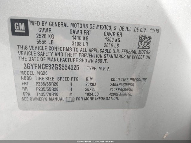 2016 CADILLAC SRX 3GYFNCE32GS554525 Photo 8