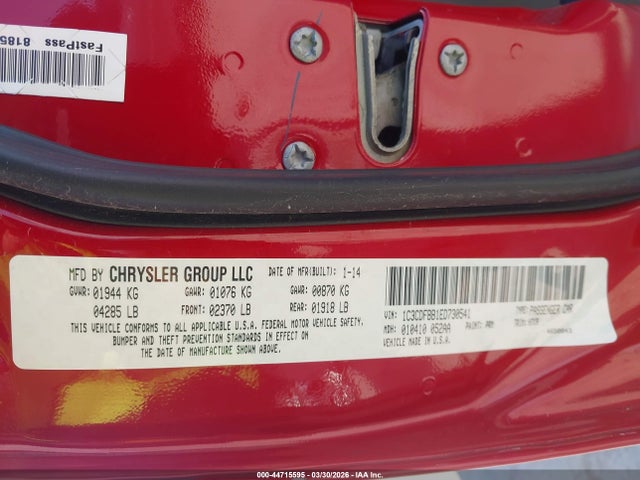 44715595 :رقم المزاد ، 1C3CDFBB1ED730541 vin ، 2014 Dodge Dart Sxt مزاد بيع