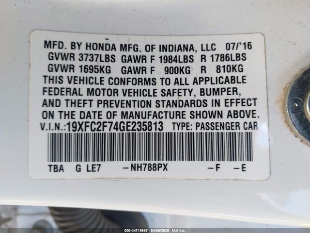 Honda CIVIC EX 2016 19XFC2F74GE235813 Image 9