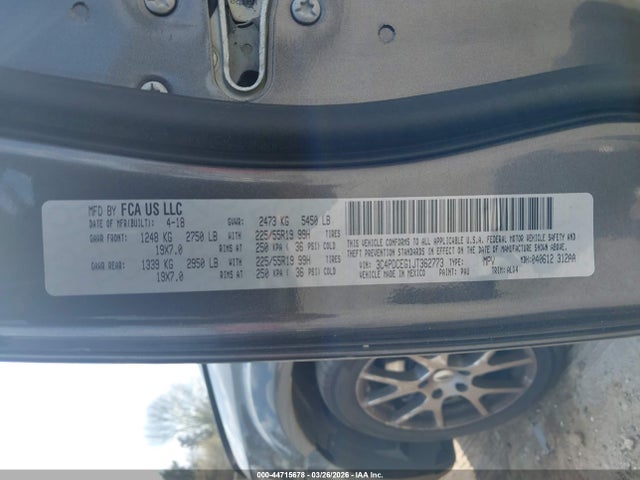 44715678 :رقم المزاد ، 3C4PDCEG1JT362773 vin ، 2018 Dodge Journey Gt مزاد بيع