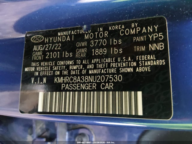 Hyundai Venue Limited 2022 KMHRC8A38NU207530 Image 9