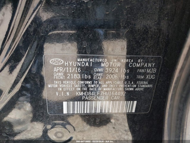 KMHD84LF7HU164492 Hyundai ELANTRA SE