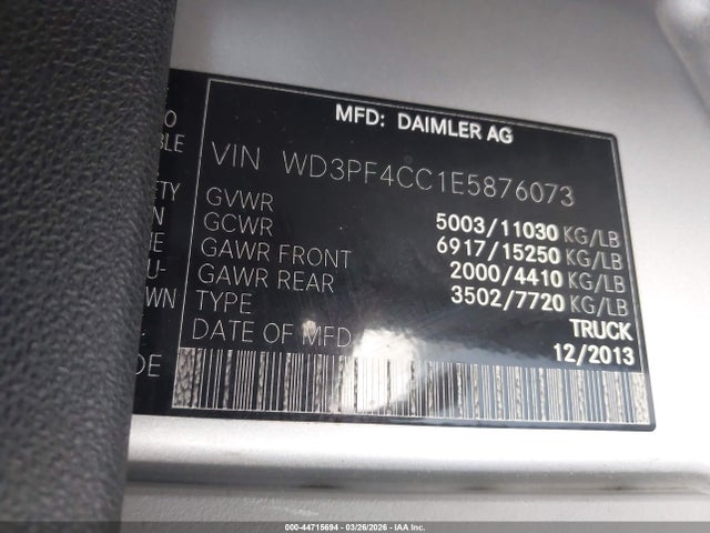 Aukcja sprzedaży 2014 Mercedes-benz Sprinter 3500 High  Roof, vin: WD3PF4CC1E5876073, numer aukcji: 44715694