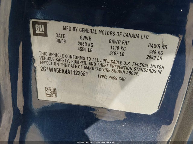Продаж на аукціоні авто 2010 Chevrolet Impala Ls, vin: 2G1WA5EK4A1122681, номер лоту: 44715722