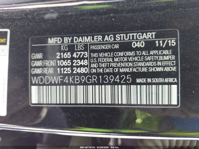 Продажа на аукционе авто 2016 Mercedes-benz C 300 4matic, vin: WDDWF4KB9GR139425, номер лота: 44715724