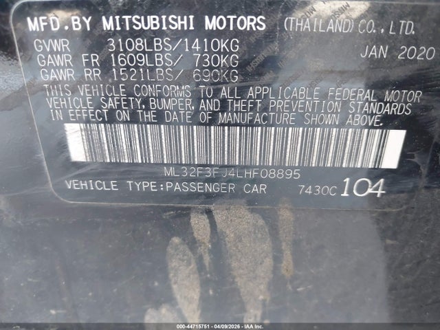 Mitsubishi Mirage G4 Es 2020 ML32F3FJ4LHF08895 Image 9