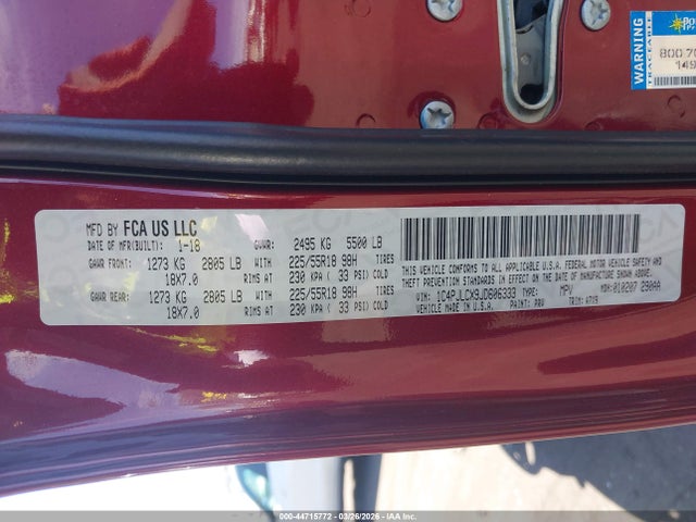 1C4PJLCX9JD606333 Jeep Cherokee Latitude Tech Connect Fwd