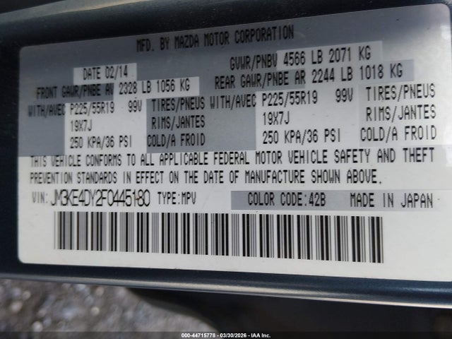 JM3KE4DY2F0445180 Mazda Cx-5 Grand Touring