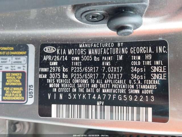 2015 KIA SORENTO 5XYKT4A77FG592213 Photo 8