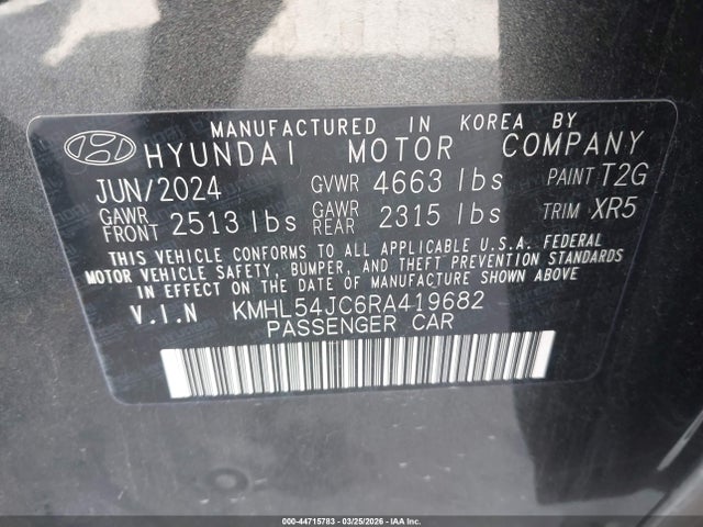 2024 Hyundai Sonata N Line მანქანა იყიდება აუქციონზე, vin: KMHL54JC6RA419682, აუქციონის ნომერი: 44715783