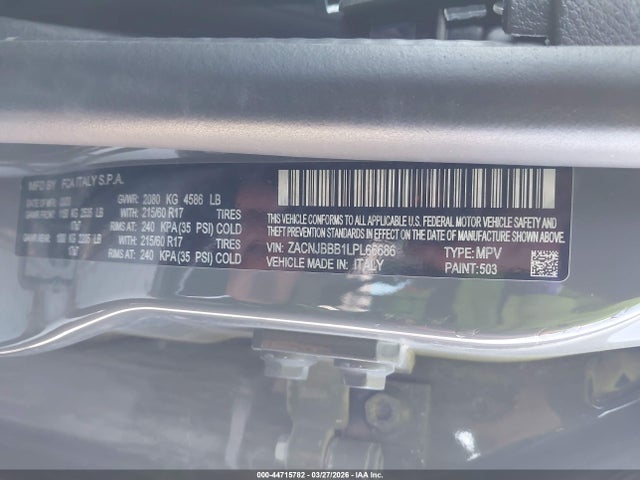 Aukcja sprzedaży 2020 Jeep Renegade Latitude 4x4, vin: ZACNJBBB1LPL66686, numer aukcji: 44715782