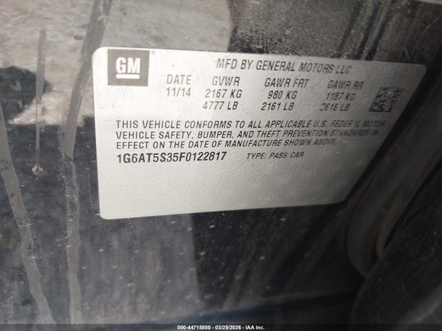 2015 CADILLAC CTS 1G6AT5S35F0122817 Photo 8