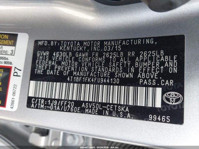 Toyota CAMRY SE 2015 4T1BF1FK4FU944130 Image 9