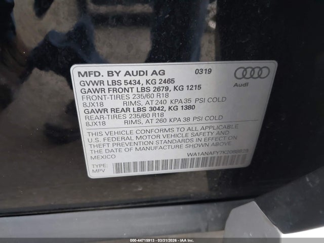 WA1ANAFY7K2088829 Audi Q5 45 Premium