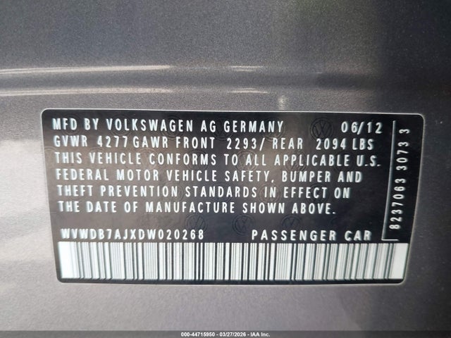 Aukcja sprzedaży 2013 Volkswagen Golf 2.5l 4-door, vin: WVWDB7AJXDW020268, numer aukcji: 44715950
