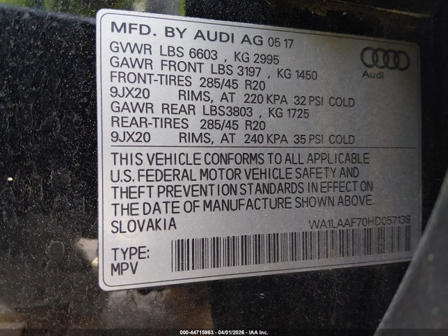 2017 AUDI Q7 WA1LAAF70HD057138 Photo 8