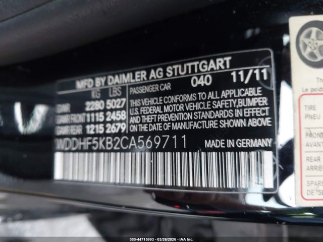 44715993 :رقم المزاد ، WDDHF5KB2CA569711 vin ، 2012 Mercedes-benz E 350 مزاد بيع