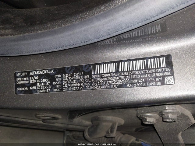 44716007 :رقم المزاد ، ZASPATCWXR3051566 vin ، 2024 Alfa Romeo Tonale Ti Eawd مزاد بيع